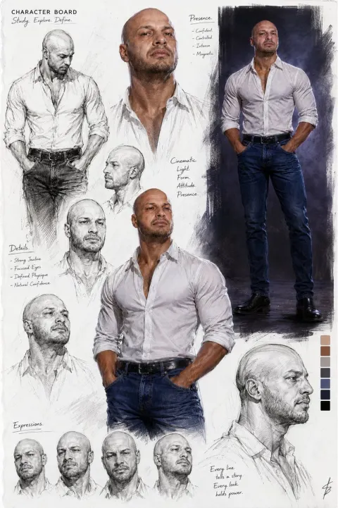 Cinematic Character Sketch Board