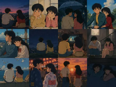 Nostalgic Anime Memory Grid