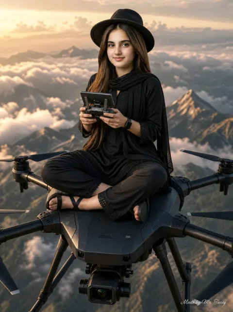 Drone Queen Above Clouds