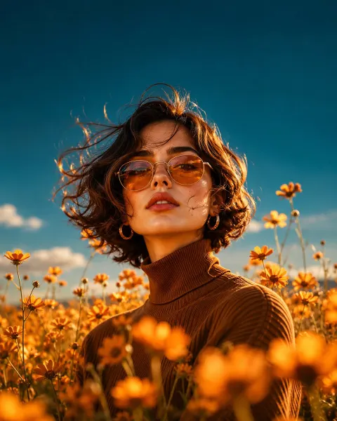 Golden Field Portrait at Dusk