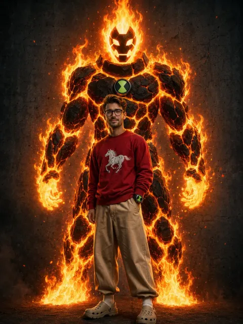 Stylish Man Meets Giant Heatblast