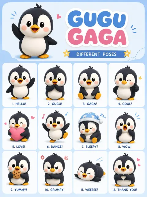 Cute Penguin Sticker Pack Poster