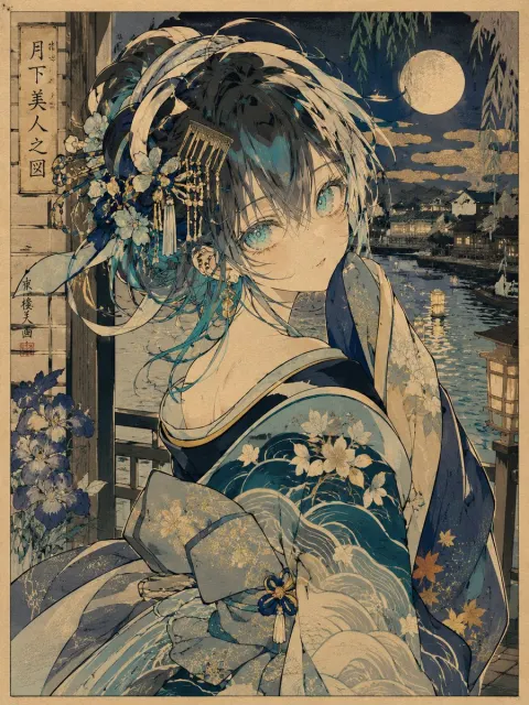 Ukiyo-e Anime Beauty Illustration