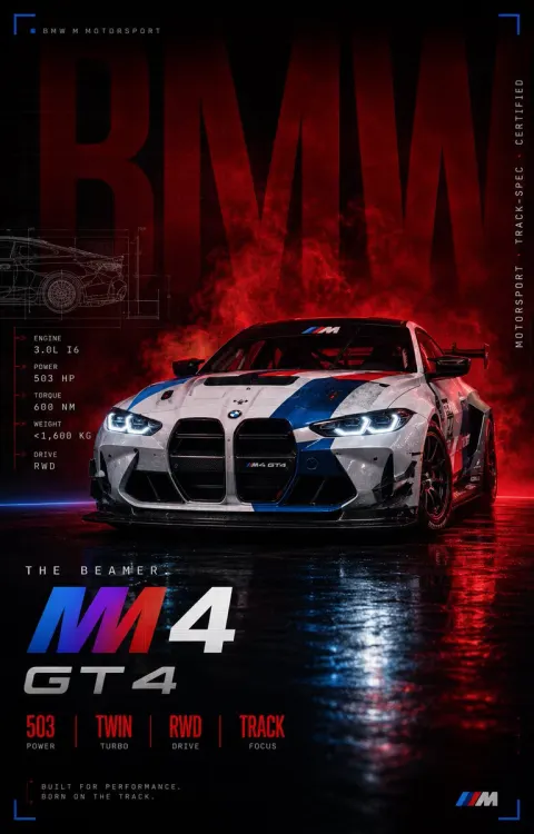 BMW M4 GT4 Dramatic Poster