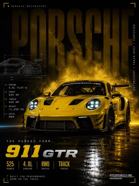 Porsche 911 GTR Race Poster