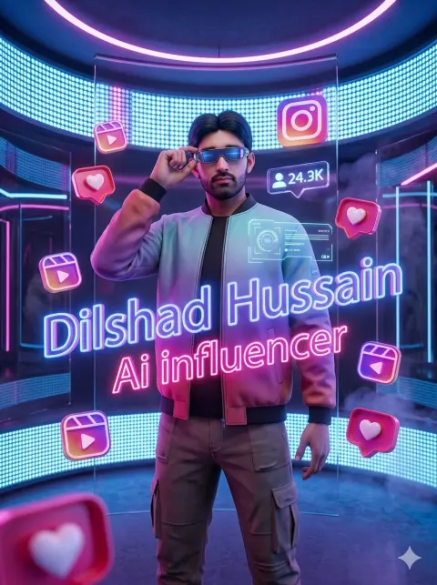 AI Influencer Neon Poster