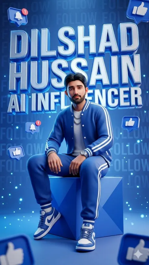 Futuristic Blue AI Influencer