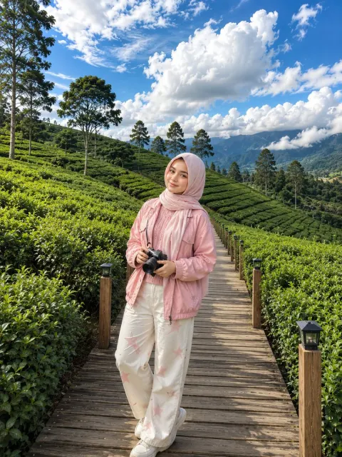 Korean Woman in Tea Plantation Portrait