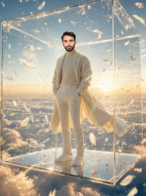 Surreal Glass Cube Fashion Portrait