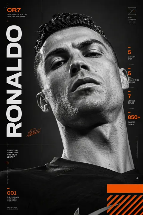 Ronaldo Monochrome Graphic Poster Design