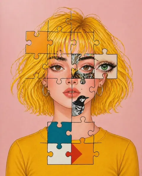 Surreal Jigsaw Puzzle Portrait Art