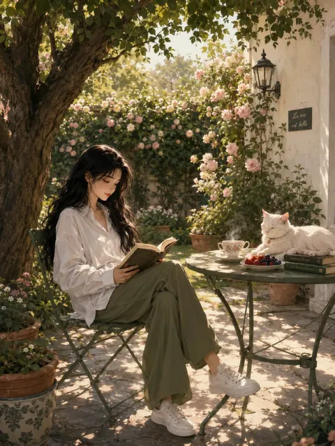 Sunlit Garden Reading Bliss