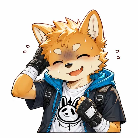 Embarrassed Fox Boy Sticker