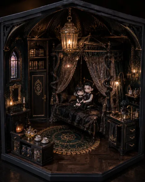 Gothic Victorian Miniature Dollhouse Diorama