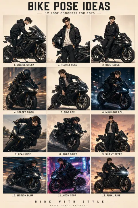 Stylish Biker Pose Sheet