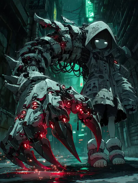 Cyberpunk Girl With Giant Mech Arm