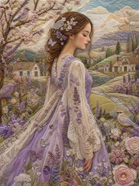 Enchanting Textile Fantasy Art Portrait