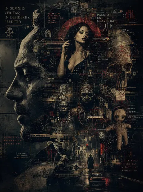 Occult Cyber-Gothic Ritual Collage Poster