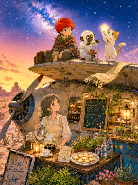 Starry Cafe Desert Traveler