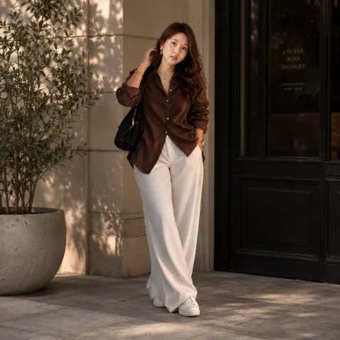 Chic Street Fashion At European Cafe