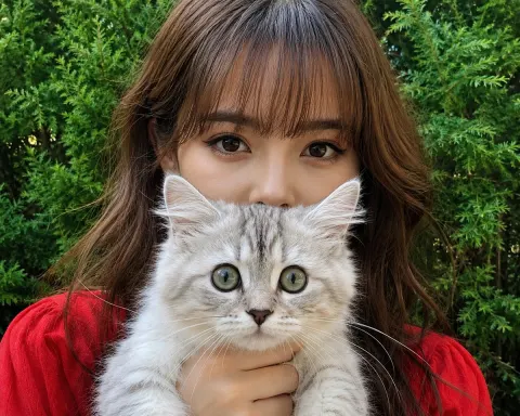 Girl Holding Curious Kitten