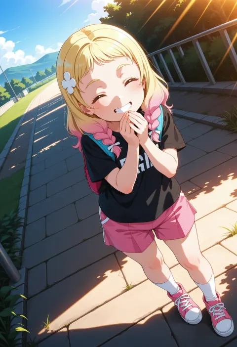 Sunlit Anime Schoolgirl Illustration