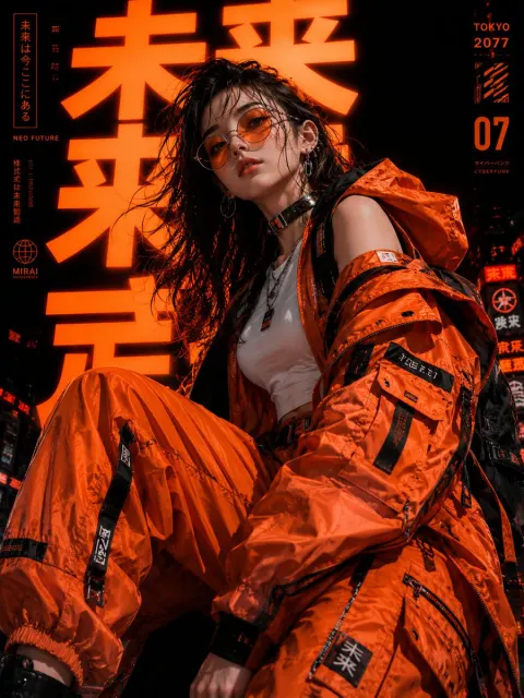 Cyberpunk Neon Streetwear Portrait