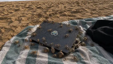 Crabs Crawling On Beach Laptop
