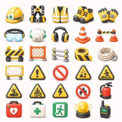 3D Safety Equipment Icons