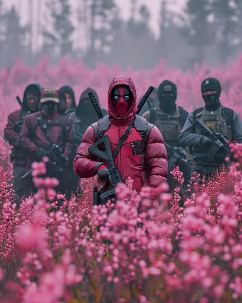 Deadpool and Gang in Oversized Hypebeast Puffer Jackets