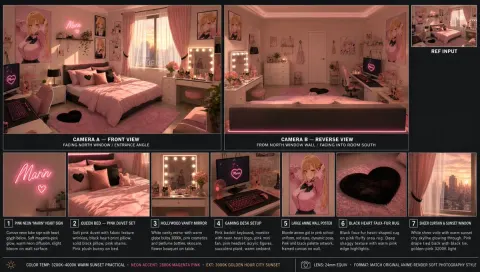 Pink Anime Bedroom Design Board