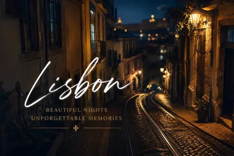 Cinematic Lisbon Night Travel Poster
