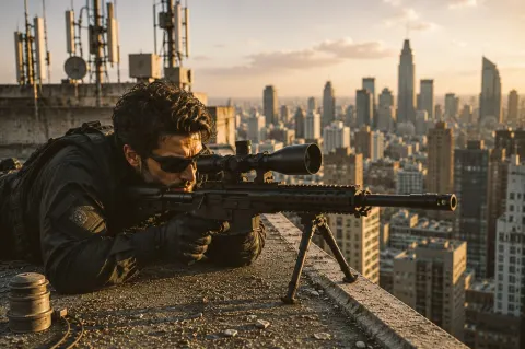 Rooftop Sniper Cinematic Shot