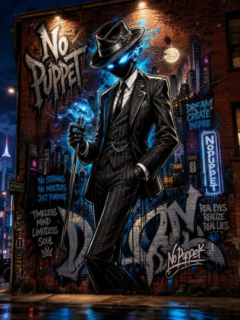 Cyber Noir Graffiti Mural Night