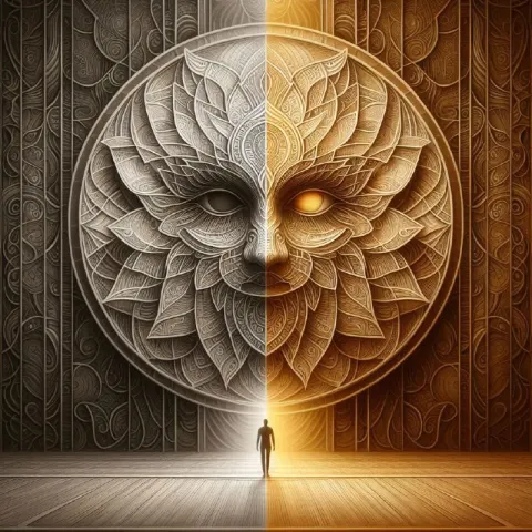 Duality of Happiness and Dissatisfaction Concept Art