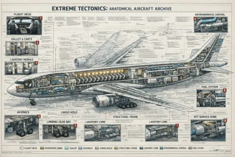 Aircraft Cutaway Blueprint Poster