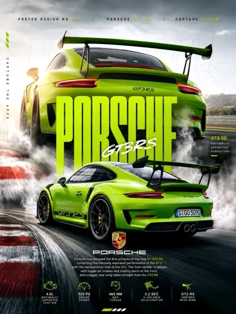 Porsche GT3 RS Drift Poster