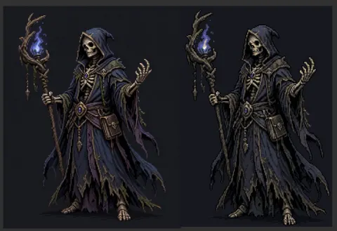 Pixel Art Necromancer Style Comparison
