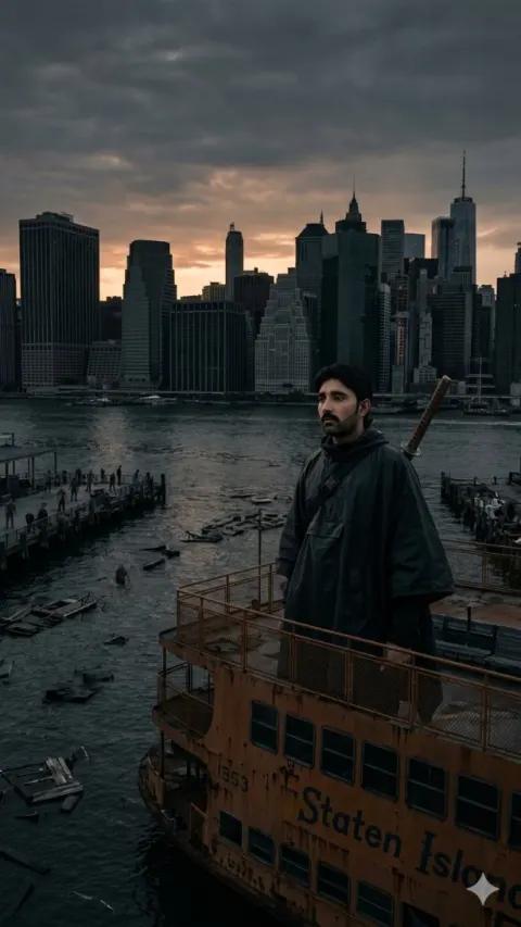 Post-Apocalyptic NYC Harbor Scene