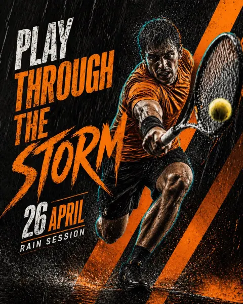 Cinematic Rain Tennis Poster