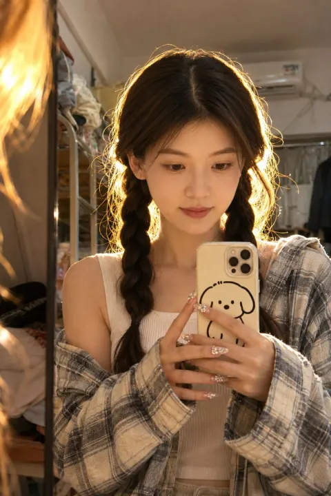 Realistic Bedroom Mirror Selfie