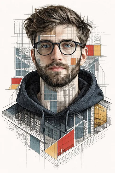 Geometric Architectural Stylized Portrait Art