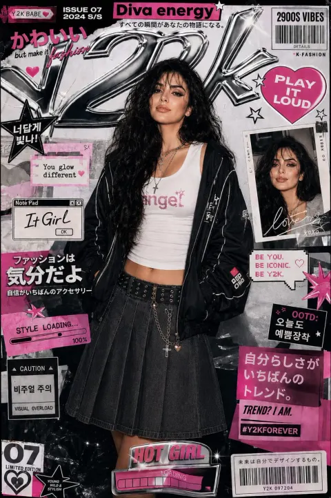 Ultra-Stylized Y2K Fashion Editorial Poster