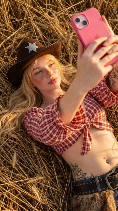 Golden Hour Western Fashion Selfie Portrait