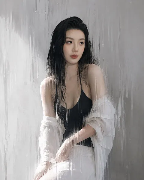 Rain-Glass Melancholy Portrait