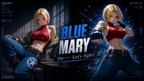 Blue Mary Cyberpunk Fighter Poster