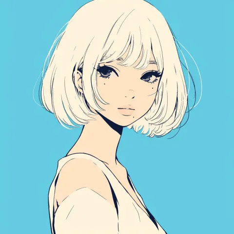 Cyan Side-Profile Anime Girl