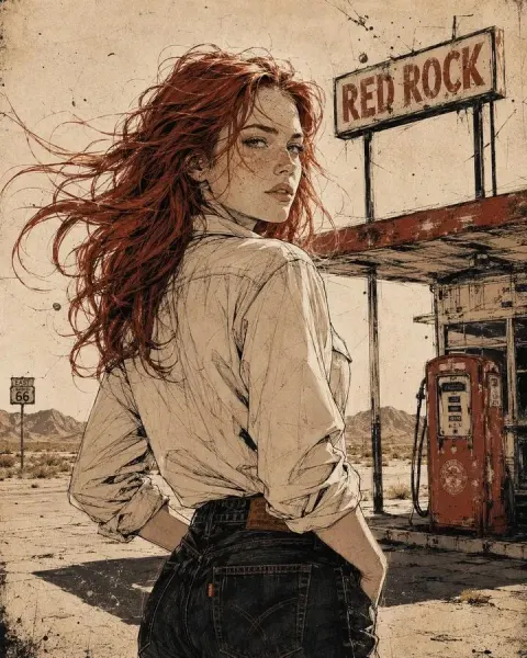 Desert Gas Station Vintage Beauty