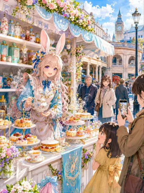Moon Rabbit's London Tea Stand
