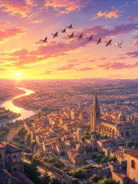 Golden River and Ancient City Sky